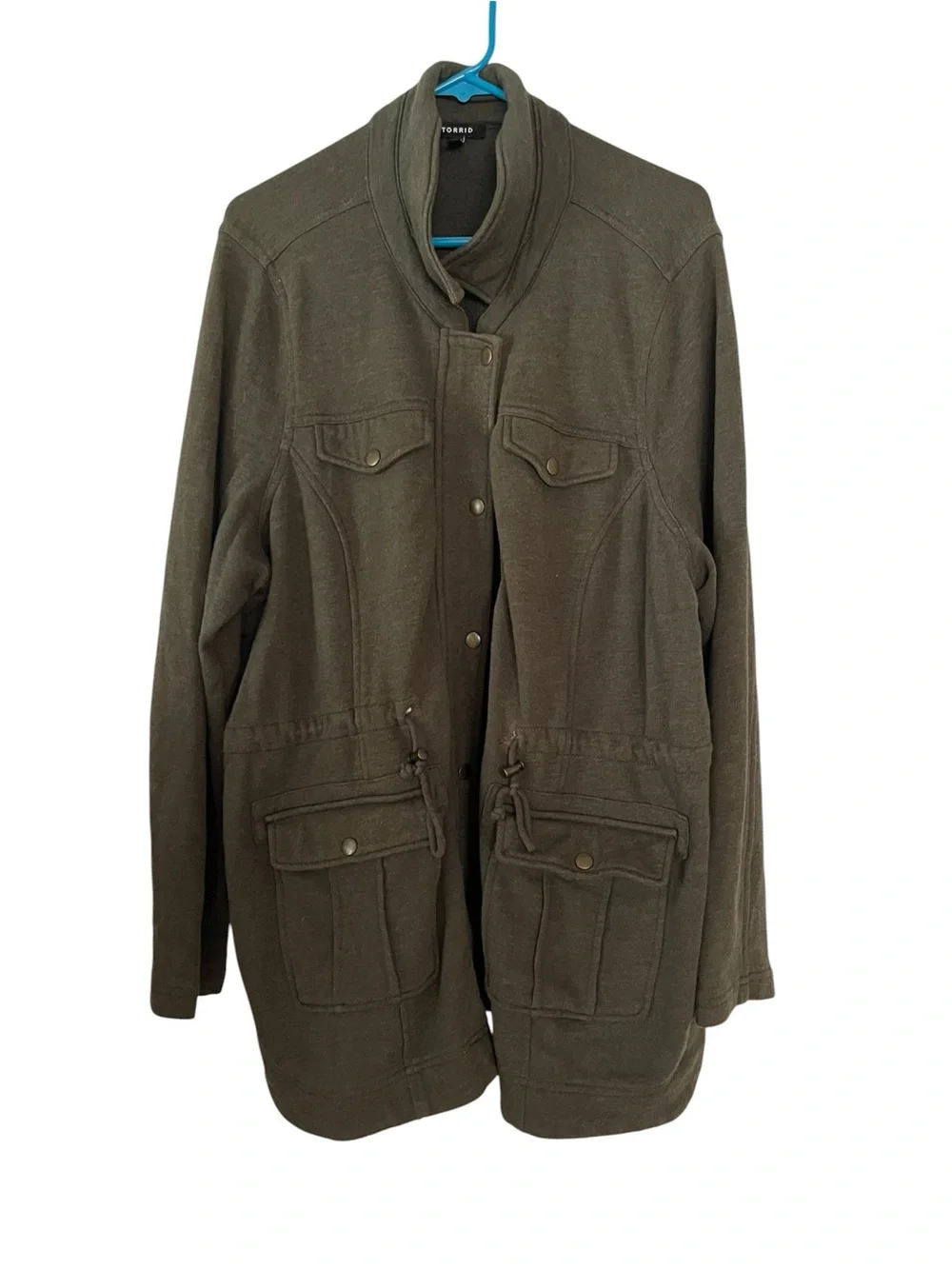torrid Sz2 (2X) Dark Olive Drawstring Waist Utility Jacket